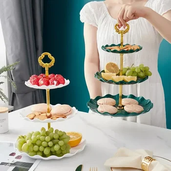 Lanche Sobremesas Casamento Placa de Suporte Europeia de camada 3, Decoração do Cupcake Party Buffet de pequeno Bandeja Destacável Frutas Titular