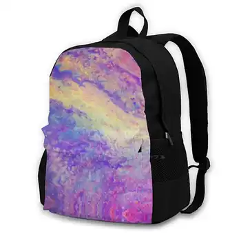 Sonhadora Sacos De Escola Para Os Adolescentes Laptop Sacos De Viagem De Vidro Líquido Derramando Tinta Padrão De Cor-De-Rosa Amarelo Roxo Arco-Íris Sonho