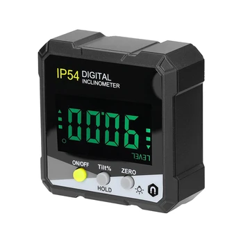 IP54 4X90° Digital Portátil Inclinômetro luz de fundo do LCD Digital Transferidor Inclinação Medidor Digital de Ângulo Régua Durável (Amarelo)