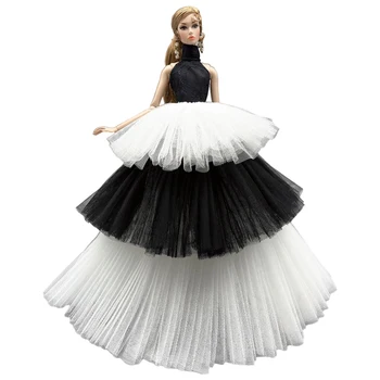 Novo de Alta Qualidade 1x Vestido de Festa de Casamento Branco Lace Vestido de Festa à Noite Princesa Saia de Roupas Para a Boneca Barbie Acessórios