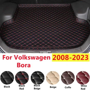 SJ Profissional Tronco de Carro Tapete de Ajuste Para a Volkswagen VW Bora 2008-22-2023 XPE Couro Cauda Forro de Carga Traseiro Almofada Impermeável Lado de Alta