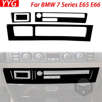 Para o BMW Série 7 E65 E66 2002-2008 Black Piano Central Rádio CD Painel de Controle Tampa Decorativa do Interior do Carro Decoração Adesivo
