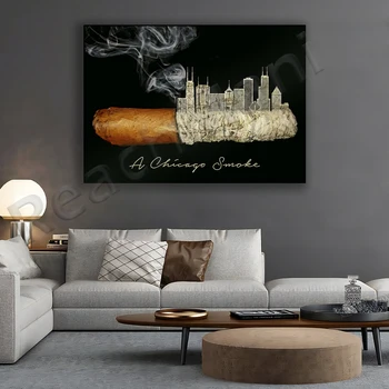 chicago smog cartaz, da cidade de chicago, viagens cartaz, chicago decorativo presente, fumante de charutos cartaz, fumar charuto de impressão,