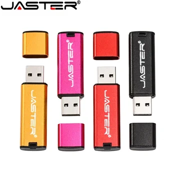 JASTER 1pcs Livre Logotipo Personalizado USB Flash Drive 128GB Preto Plásticos de um Stick de Memória de 64GB personalizado Pen drive de 32 GB do disco de U 8GB 16GB