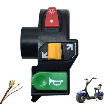 22mm 3 in1 Moto Switch Bicicleta Elétrica Scooter ATV Quad Luz Sinal de volta Chifre Botão ON/OFF para Citycoco Modificado 
