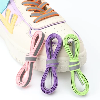 1Pair Reflexiva Cadarços De Tênis Brilhante Fluorescente Apertado Para Televisão Casual Crianças Adultos Safty Sapatos Acessórios