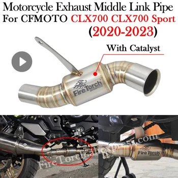 Para CFMOTO CLX-700 CLX700 Esporte 2020 2021 2022 2023 Moto Escapamento Com Catalisador Modificar Bike Escape de Moto Médio de Ligação de Tubos