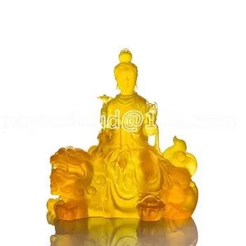 Boutique de Artesanato Imitação Esmalte Manshu Bodhisattva/Estátua de Buda Budista Sala de Casa, Servindo de 20cm Ornamentos