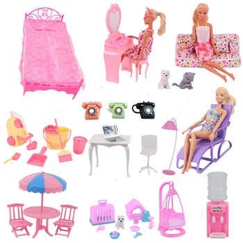 Casa de boneca Acessórios de Mobiliário Cadeira de Telefone Espelho Barbiees Acessórios Adequados Para a 30Cm de Bonecas E Bjd 1:12 Boneca Brinquedos de Diy