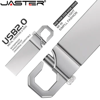 JASTER USB 2.0 Livre Logotipo Personalizado de Aço Inoxidável do Metal Flash Drives Pen Drive de Disco de U 16GB 32GB 64GB de Armazenamento Externo Impermeável