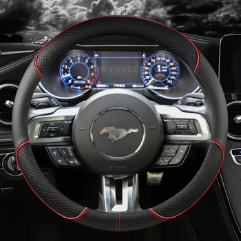 Microfibra Couro Carro Volante Tampa antiderrapante Para Ford Mustang 2015-2019 / Mustang GT 2015-2019 Auto Acessórios