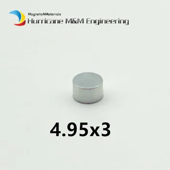 NdFeB Disco Ímã Diâmetro De 4.95x3 mm Jóias Micro Neodímio Ímãs Permanentes N42 zincado Magnetizado Axialmente 100pcs