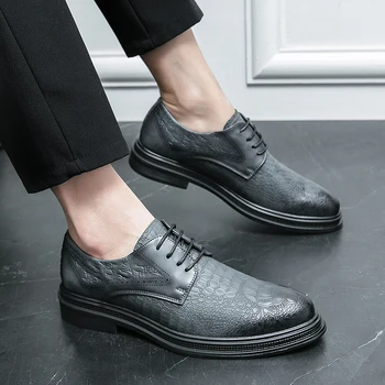 homens formal sapatos de laço preto Calçado Resistente ao Desgaste Homens Sapatos de Couro, Vestido de Negócio Sapatos de Todos-Jogo festa de casamento Sapatos