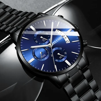 BELUSHI de Luxo Banda de Aço Inoxidável Cronógrafo Homem Relógio dos Homens de Moda, Relógios de Negócio Ocasional de Quartzo relógio de Pulso Luminoso