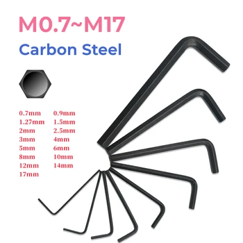 Preto Aço Carbono Métrica Chave Allen De M0.7~M17 L Chave Allen Chave De Alongar O Braço Veículo Ferramenta De Reparação Da Casa De Ferramentas Manuais