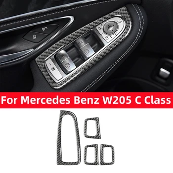 Para a Mercedes Benz W205 Classe C GLC X253 de Fibra de Carbono Painel de Controle do Windows Guarnição Botão Quadro de Adesivos de Carro Acessórios de decoração