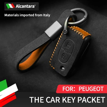 Auto AccessoriesAlcantara para o Peugeot 107 207 307 307S 308 407 607 Alcantara chave case capa de camurça