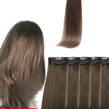 25g 5pcs #8 cor marrom Invisível laço clip na extensão de cabelo humano cabelo sem costura
