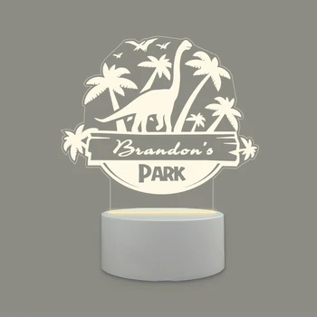 Nome personalizado Dinosaur 3D Led Luzes da Lâmpada Para o Quarto Festival de Casa-de-Cabeceira Decoração lampe led
