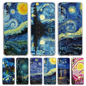 Van Gogh Art Noite Estrelada Estética de Luxo Transparente Telefone Case para Samsung Galaxy A12 A02 A03S A50 A70 A40 A10 A20 A30 Shell