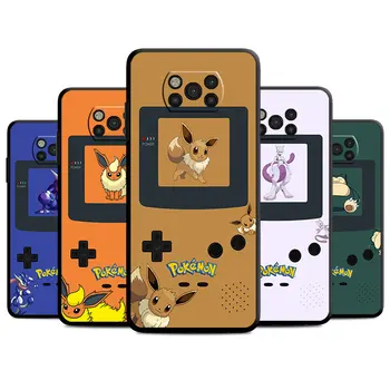 Jogo Consoe Pikachu, Squirtle Telefone Preto de Caso para o Xiaomi Poco F5 X5Pro C40 X3 NFC F4 X5 X4 GT F3 C55 F1 M3 de Luxo, Capa de Silicone
