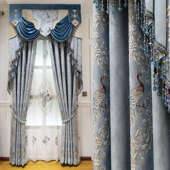 Europeus e Americanos de alta precisão bordado em alto-relevo cortinas do quarto sala cozinha de alta qualidade, personalizado cortinas