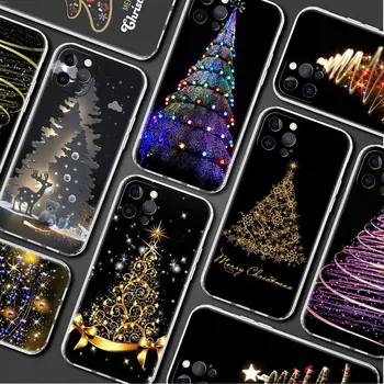 Feliz Natal Árvore de Telefone Soft Case Para Apple iPhone 13 14 12 11 Pro Max XR XS max X 8 7 6 6 Além de Shell Funda Tampa Coque