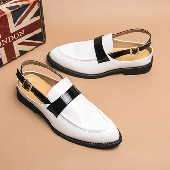 Moda Homens Vermelho Branco Vestido Sandálias De Negócios De Luxo Oxfords De Verão Respirável Sapatos Oco Exterior Caminhadas Diárias Sapatos De Homem