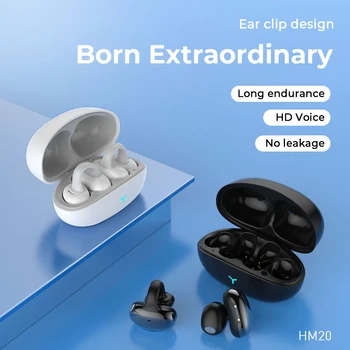 Aberto de Ouvido sem Fio, Fones de ouvido TWS Bluetooth 5.3 Clipe com Fones de ouvido Pequenos Condução de Ar Fones de ouvido com Microfone ENC 55Hrs Reprodução