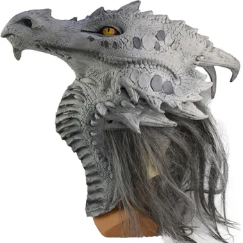 Cabeça cheia Máscara de Dragão com o Cabelo de Látex Cabeça de Animal Máscara Assustador brincadeira Máscara do Traje para a Festa de Halloween Cosplay
