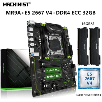 MAQUINISTA MR9A X99 placa-Mãe Kit Xeon E5 2667 V4 CPU Processador LGA 2011-3 32G=16G*2 Memória RAM DDR4 Combinação NVME M. 2 USB 3.0