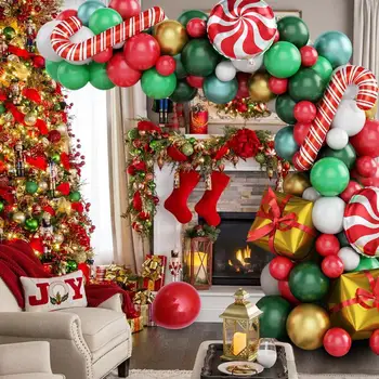 Festa de Balões Decorativos 87 Pcs Coloridas de Natal, Guirlanda de Balões Arco de Kit para festas Festa de Ano Novo Decorações Grande