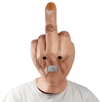 Engraçado Dedo Médio Falsificar Máscara De Látex Festa De Halloween Masque Barra De Cosplay Adereços Mascarillas Assustador Dedos Máscara Novidade Dedo