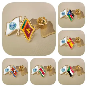 O SCO e o Sudão do Sul Espanha Sri Lanka Sudão Suriname Suazilândia Dupla Cruzou Amizade Bandeiras Broches de Lapela Pins, Emblemas
