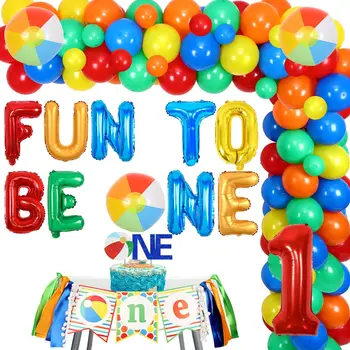 Bola de praia 1ª Festa de Aniversário, Decoração de Diversão para Ser Um Tropicais Balão Arco CakeTopper Balões para o Verão, Praia, Piscina Festa