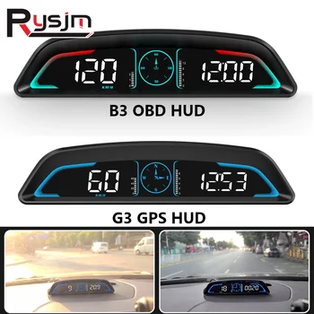 HD Smart Carro HUD GPS Velocímetro OBD B3 /GPS G3 Digital Head Up Display Tempo de Condução Relógio de Alarme de Segurança Eletrônica Acessórios