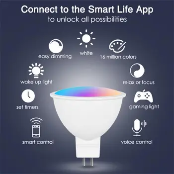 10PC Tuya Inteligente Homekit wi-Fi Smart LED MR16 da Lâmpada de Luz de 12V RGBCW de Dimmable-Lâmpada Siri Controle de Voz 5W Destacando Mudança de Cor
