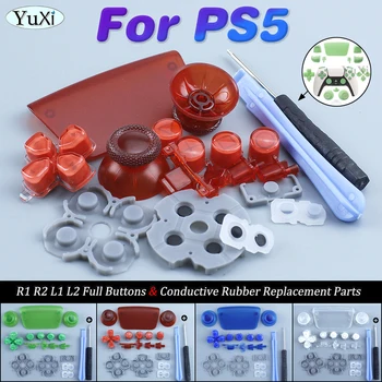 Para PS5 D-pad ABXY Completo Botões de Gatilho R1 L1 R2 L2 Capa Chave de Borracha Condutora Para a SONY PlayStation 5 Game Pad Kit