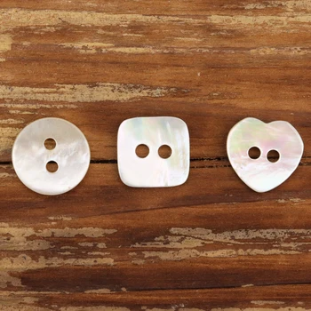 12pcs Forma de Coração Shell Botões Para Roupas Rodada de Dois Buracos Squre Mas Shell Botão de Costura, Tricô Suprimentos DIY Crianças Pano