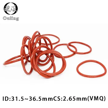 10PCS/lot Silicone Vermelho Anéis de Silicone, anel de Vedação CS2.65mm ID31.5/32.5/33.5/34.5/35.5/36.5 mm Anel-O de Borracha do Selo de Vedação