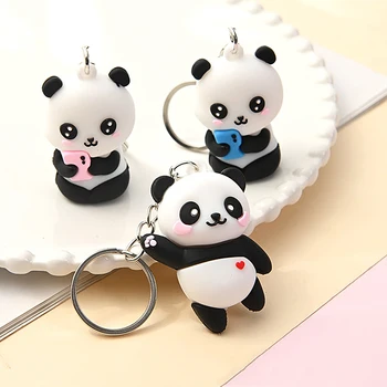 2023 Novas Novidades Adorável Dos Desenhos Animados Do Panda Chaveiros Pingente Os Amantes De Carro, Saco-Chave Da Cadeia De Cadeia De Jóias De Moda De Dia Dos Namorados Presente