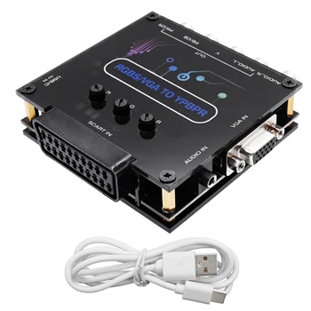 RGBS VGA SCART Para Conversor de YPBPR Console do Jogo de Diferença de Cor Conversor Acessório Parte Componente de Cor Ajustável Brilho