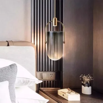 LED Pós-moderna de Vidro luminária Nórdicos creative modelo de quarto de hotel de cabeceira lâmpada restaurante bar personalizado balde lustre
