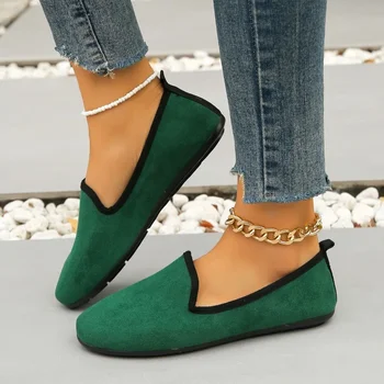 Sapatos para as Mulheres 2024 de Alta Qualidade Superficial Boca de Mulheres Flats Moda Slip-on Diária Flats Mulheres da Venda Quente do Dedo do pé Redondo Sapatos