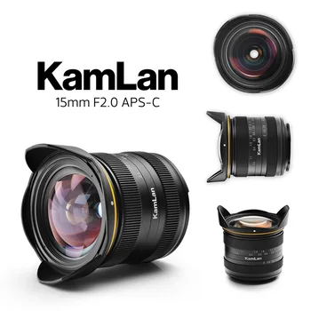 Kamlan 15mm F2.0 Abertura para a Sony Câmera Mirrorless APS-C de Lentes para Canon Preto Câmeras DSLR Correcção de focagem Focagem Manual