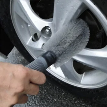 1pc automotivo suprimentos aro em aço escova de limpeza, cubo de roda escova anti-derrapante, anti-congelamento punho macio, limpeza da lavagem de carros pneu brus