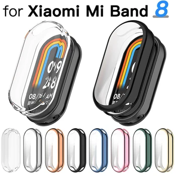 Capa Para Xiaomi Mi Banda 8 TPU estojo de Proteção Completo Protetor de Tela do Shell de pára-choques Banhado Casos Para Mi Banda 8 Smart Watch