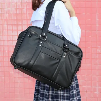 Estudante japonês Bolsa a Bolsa do Estudante do ensino médio JK Uniforme Bolsa Bolsa de Ombro Messenger Bag de Couro do PLUTÔNIO da Mulher Saco de Bagagem
