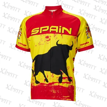Nacional de espanha Equipe Clássico de Poliéster dos Homens de Verão de Ciclismo Jersey Seca Rápido Apertado Reduzir a Resistência do T-Shirt Mtb Camisas de Futebol