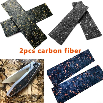 2pcs Faca material do punho folha de fibra de carbono conselho Branco Amarelo Laranja cascalho padrão de Mármore CF carbono Forjado caótico padrão